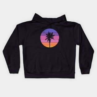 Palm Tree Vintage Sunset Distressed Kids Hoodie